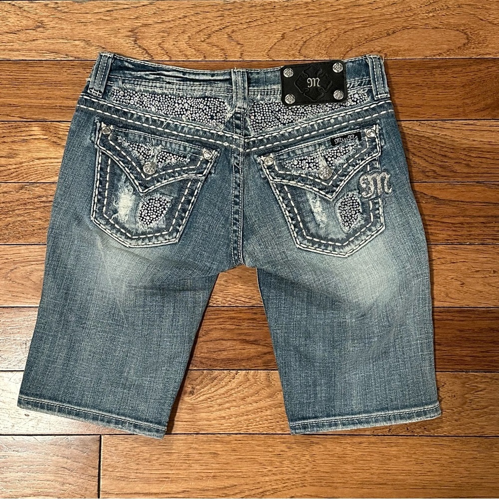 Miss Me Embellished Distressed Bermuda Shorts Size 27 Style #JE8002M